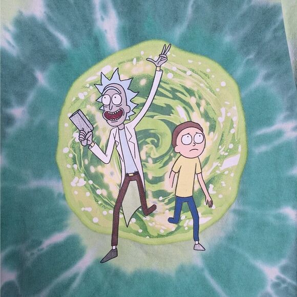 Rick And Morty Mens Graphic T Shirt Adult Swim Cartoon Tie Die Hippie Rare XL - Picture 2 of 8